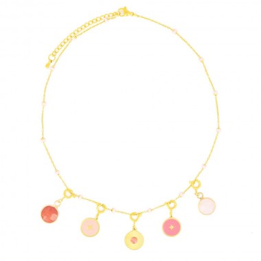 Chaîne Charms Billes Roses...