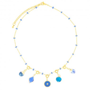 Chaîne Charms Billes Bleues...