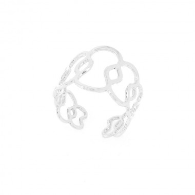 Bague Fine Ondulations Platine