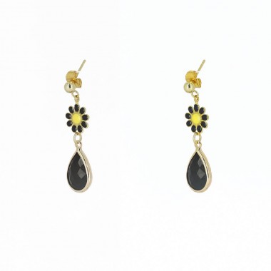 Boucles Black Flower Doré