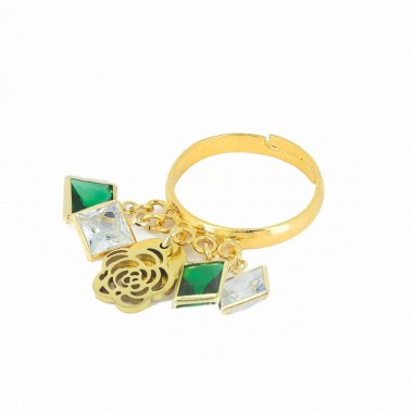 Bague Fleur de Vie Vert Doré